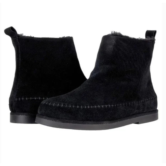 NEW Steve Madden Tommy Bootie Black Suede Shearling Lined Ankle Boots Size 5 - Picture 1 of 12